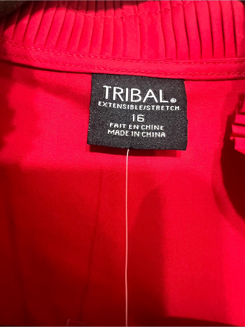 Tribal Ruffle Neck Red Shirt Blouse Sleeveless Classic Top Office - Picture 10 of 11